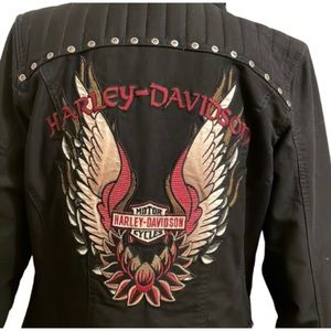 Harley-Davidson Women's Black Jacket with Embroidered Wings